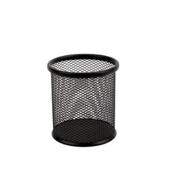 China Round Mesh Organizer Wire Metal Office Classic Custom Black Pen Pencil Holder for sale