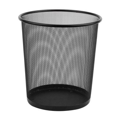 China Home Office Sustainable Metal Wire Mesh Bin Cheap Black Waste Paper Basket for sale