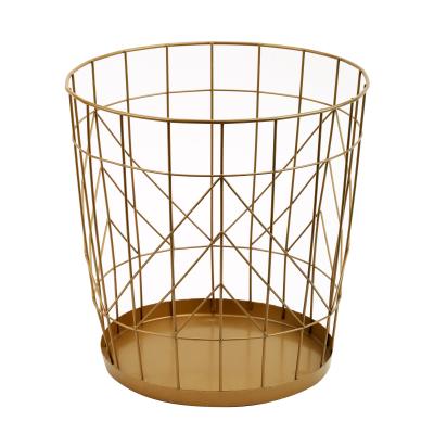 China Viable Home Office Suppliers Cheap Round Metal Wire Mesh Trash Can Waste Basket for sale