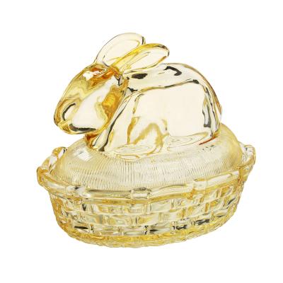 China Cheap Easter Storage Freshness Preservation Color Rabbit Glass Candy Jar Glass Jar For Food Glass Lid for sale