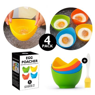 China Food Grade Reusable Easy Viable BPA Free Non Stick Silicone Eggs Poaching Pods Egg Cooker Boiler Mold Egg Poacher for sale