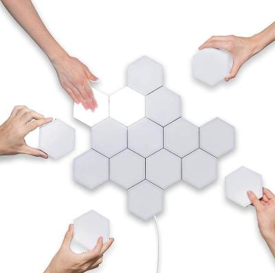 China Indoor Decorative Lamp Hexagon Led Touch Sensor Honeycomb Modular Night DIY Quantum White Light Weight Smart Wall Led Wall Lights for sale