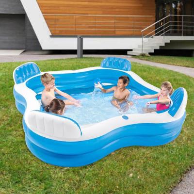 China PVC Family Inflatable Swimming Pool Kids Above Ground Ocean Large Inflatable Swimming Pool With Backseat for sale