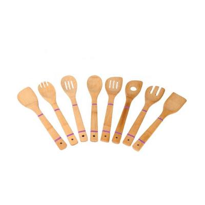 China Sustainable Wholesale Kitchen Stuff Spurtle Set Wooden Cookware Set Spoons Fork Tools Bamboo Spoon Spatulas for sale