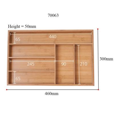 China Hot Sale Kitchen Desktop Storage Stackable Drawers Bamboo Knife Organizer Tray Set for sale