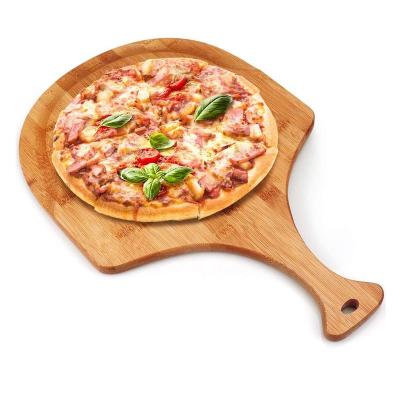 China Sustainable Hot Sale Cheese Board Serving Tray Wooden Pizza Skin Pizza Paddle Bamboo Pizza Tray With Hanging Hole for sale