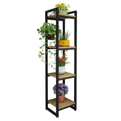 China Eco-friendly Durable Nordic Single Iron Floor Flower Stand Storage Rack Balcony Green Dill Flowerpot Plant Indoor Plant Rack for sale