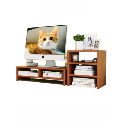 China Easy to Assemble Modern Desktop Storage Organizer Computer Monitor Riser Stand for Home Office PC Office Building Wooden Babies and Kids School for sale