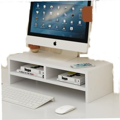 China Easy To Assemble Wholesale Supply 2 Tier Durable Wooden Computer Monitor Riser Stands With Storage for sale