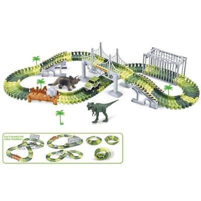 China Toy Electric Toy World 144Pcs Road Test Kids Toys Dinosaur Car Track Slot Assemble for sale