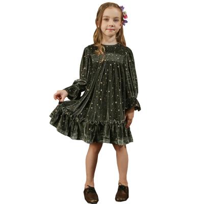 China OEM and ODM Anti-static Children Clothing Velvet Girls Printing Dress for Winter Dress Girl for sale