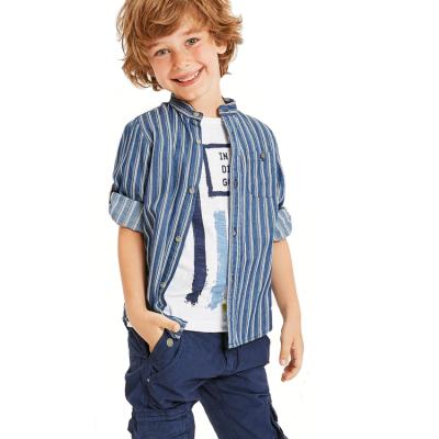 China Anti-pilling Fashion Boy Casual Cotton Striped Shirt Long Sleeve Shirt For Kids for sale