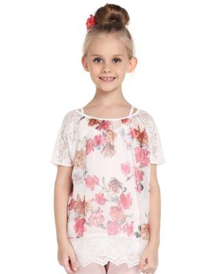 China Breathable latest design children's boutique clothing short sleeve girls fancy two pieces T-shirt top sleeve for girls for sale