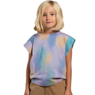 China Summer Wear Girl Tank Top Breathable 100% Cotton Terry Tie Dye Sleeveless Top For Babies for sale