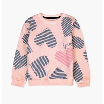 China Anti-pilling custom printed love heart design pullover sweatshirt for girl for sale