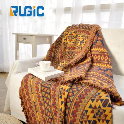 China Vintage Anti-pilling Throw Decoration Tribal Throw Sofa Bed Cover Blanket Brown Printed For Home for sale