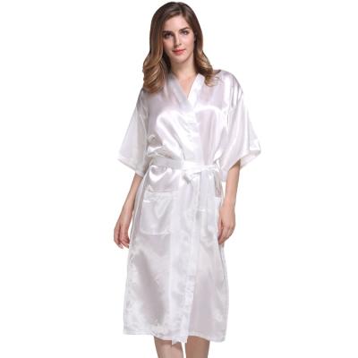 China Hot Sales Women's Bathrobe QUICK DRY Plain Silk Pajamas Home Robe Long Robes for sale