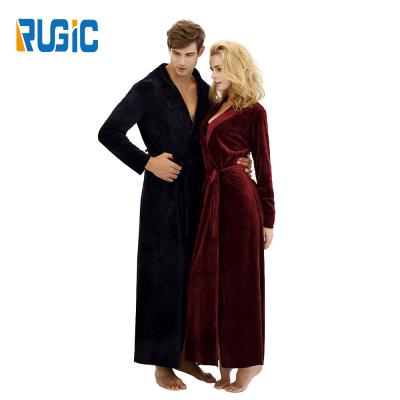 China Long Nightgown Microfiber Fleece Velvet Velor Bathrobes Long Robes Sleepwear Women And Men Couples Length Lovers Breathable Home for sale