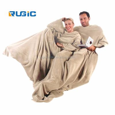 China Sofa Throw Winter Bedding Cover Disposable Adult TV Blanket Super Soft Fleece Blanket With Sleeves for sale