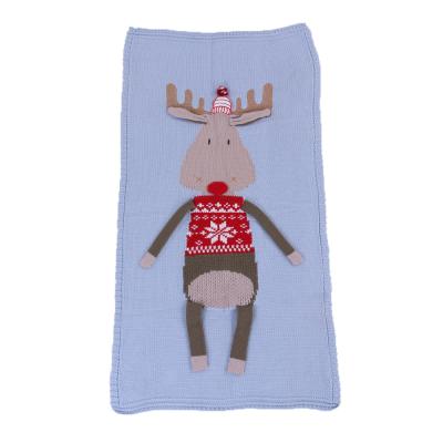 China Disposable Christmas Deer Design Knitted Nap Kids Custom Blanket High Quality Baby Blanket for sale