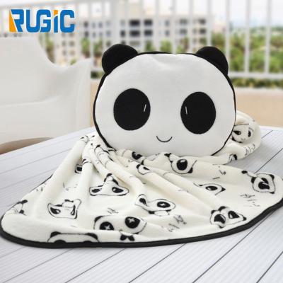 China Super Cute Baby Blanket Panda Design Cushion Pillow Blanket Anti-pilling Baby Gift Office Newborn Blanket for sale