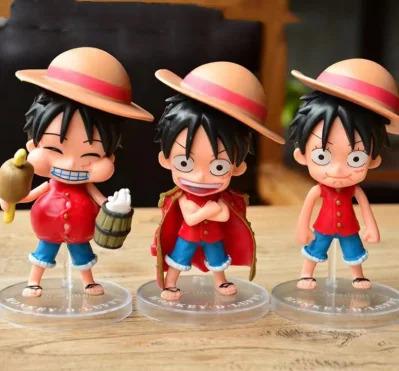 China Toy Cartoon Character Luffy Cute Q Version Hand Office Boy Model One Piece Small Ornament PVC Toys Anime Action Figure for sale