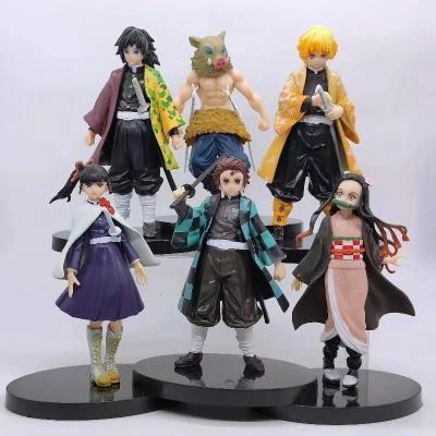 China Wholesale Cartoon Mini Plastic Cartoon Toy Car Ornaments Anime Fashion Demon Slayer Figure For Kids Gifts for sale