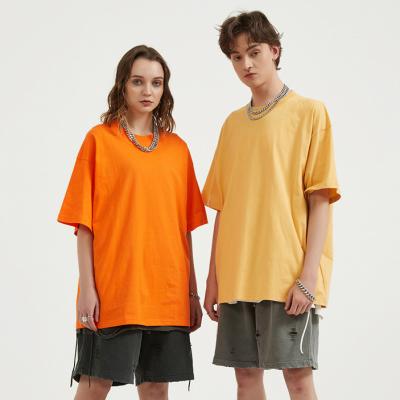 China 100% Breathable Cotton Streetwear Tees Unisex Oversized Basic Plain Sports Loose Short Sleeve Top for sale