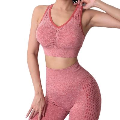 China Breathable high stretch fitness crac! crack! two piece yoga sets fitness sports suits seamless workout set for sale