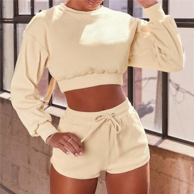 China Antibacterial Yoga Set 2 Piece Set Lexiang Sports Sweatshirts Shorts Set Jogging Suits Women for sale