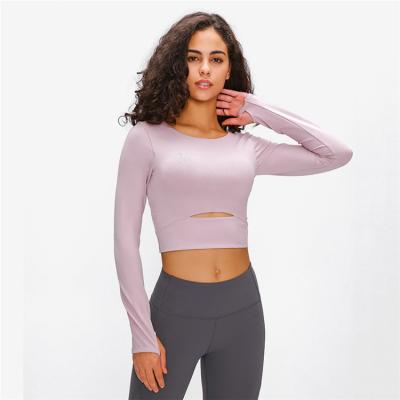 China Antibacterial Long Sleeve Yoga Top Workout Sports Shirts Women Gym Crop Top for sale