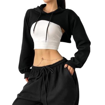 China Drawstring Breathable Yoga Crop Top Sexy Workout Hoodie Sports Sweatshirts Women for sale