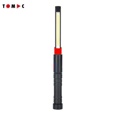 China Durable plastic and aluminium housing TOMAC Customized ABS Magnetic Pocket Clip High Power Foldable Pocket Slim Light LED Flashlight Work Light for sale