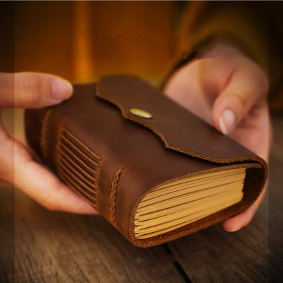 China Mini Pocket Genuine Leather Notebook Leather Bound Notebooks for sale