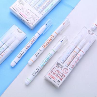 China Two three-dimensional permanent ink line drawing pens, draw two lines simultaneously with the markers journal two-line pens for sale