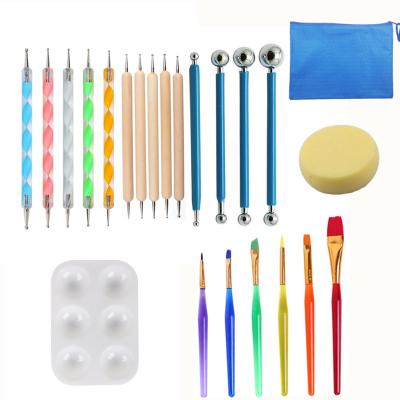 China Paniting Mandala Dotting Tools Kit Painting Tool Kits Brushes Paint Tray Mandala Tools for Rocks Coloring Drawing and Drafting for sale