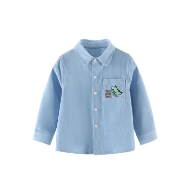 China Autumn long sleeve spring and corduroy fabric for children's wear can be customized with LOGO male baby warm long sleeve shirt. for sale