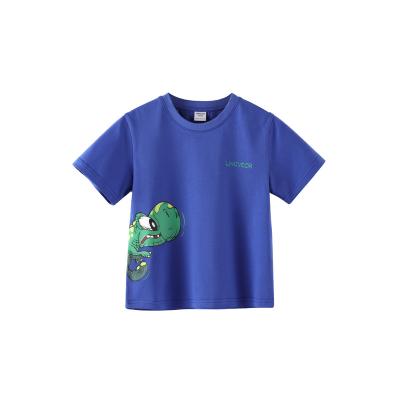 China Anti-pilling Customized Boy Short Sleeve T-shirt Leisure Kids Dinosaur Print Support Sample Cotton Pure Breathable LOGO for sale