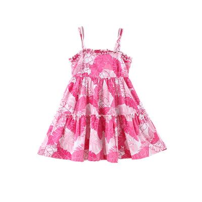 China Washable Kids Girls Style Hawaiian Children's Clothing Tropical Plant Printed Dress Supplier Designer Summer Custom Wholesale for sale