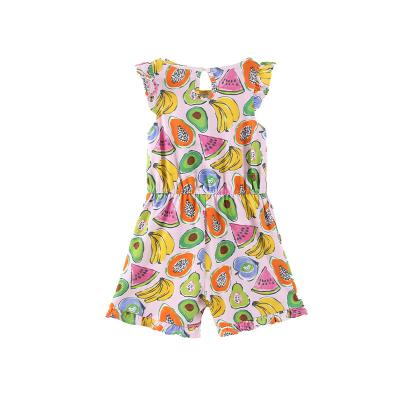 China Girls Jumpsuit Washable Children's Tropical Fruit Feng Shui Printed Jumpsuit Supplier Designer Summer Customized Wholesale for sale