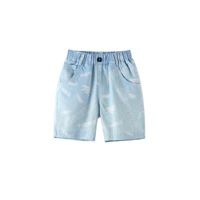 China Anti-pilling children's wear can be customized to samples in summer with LOGO cotton woven dinosaur printed casual pants boys' knee shorts. for sale