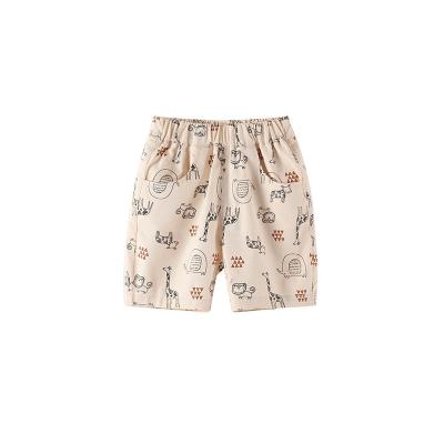 China Anti-pilling kids support LOGO student custom cotton animal cartoon printing elastic band 7 woven boy casual shorts in summer for sale