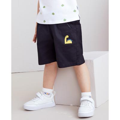 China Anti-pilling Dinosaur Cartoon Printed LOGO Customized Student Woven Casual Shorts Breathable Elastic Band Kids Summer Support Boy 7 for sale