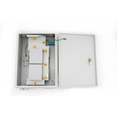 China FTTH FTTX FTTP 32 Core Metal Distribution Box Outdoor Wall Mounted Fiber Optics for sale