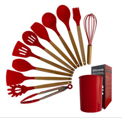 China Sustainable 11pcs Silicone Baking Set Kitchen Cooking Tools Utensils Home Brush and Kitchen Accessories Bake Silicone Cookware Sets for sale