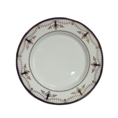 China Sustainable Decal Gold Platos Embossed Ceramic Dinner Dishes White Gold Dinner Plate Wholesale Home Restaurant Hotel for sale