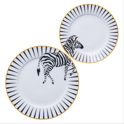 China Viable Animal Decal Printing Cheap Platos Porcelain Dinnerware Dish Set Dish Set Home Resturant Hotel for sale