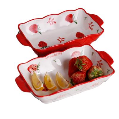 China Custom Hand Painted High Quality Viable Rectangular Colorful Ceramic Tray Pan Dishes Set Ceramic Baking Ceramic Baking Dish for sale