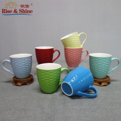 China Disposable Glazed Embossed Colorful Cups Copa de glaseado en de mug Drinkware Mug Gift Relieve Promotion Cups for sale