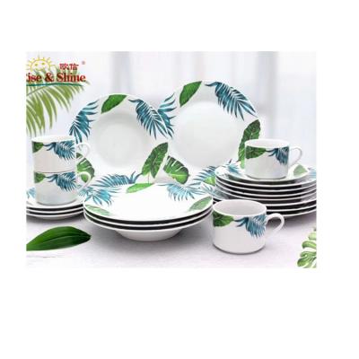 China Viable Porcelain Set Juegos De Cena Plates Sets Dinnerware Ceramic Dinnerware Set Decal 20pcs Dinnerware Set for sale